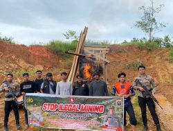 Polisi Segel Tambang Emas Ilegal di Solok Selatan Pondok Penambang Dibakar