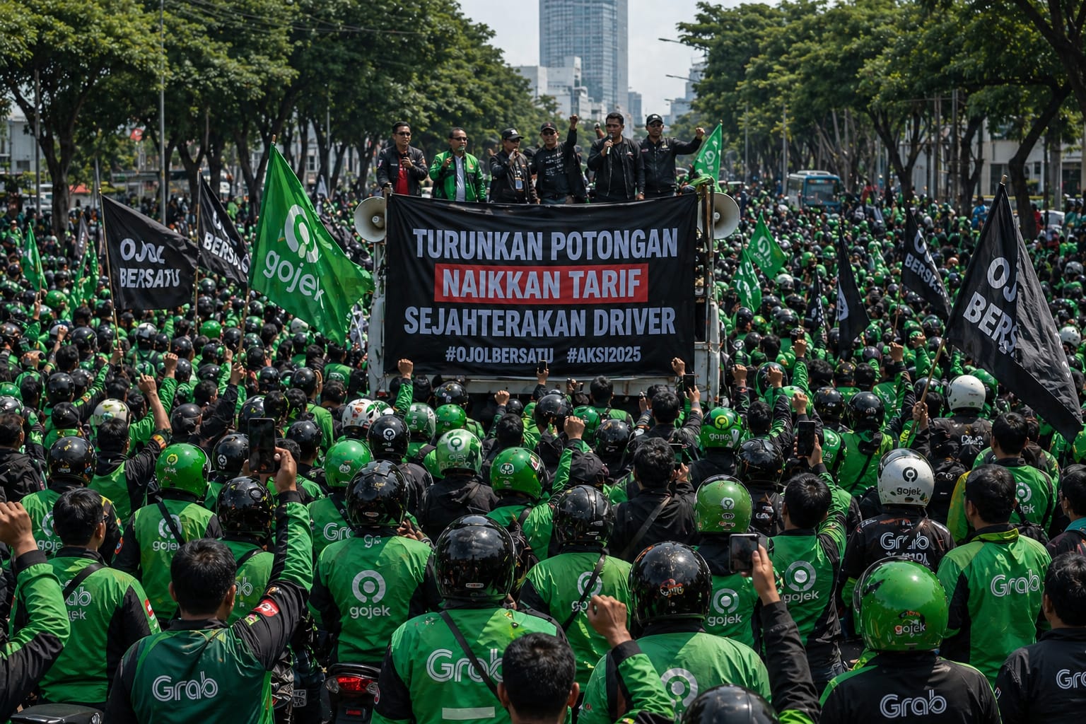 Demo Ojol di Surabaya